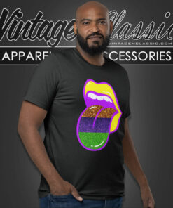 Mardi Gras Glitter Lips And Tongue T Shirt
