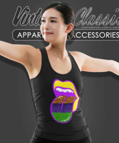 Mardi Gras Glitter Lips And Tongue Tank Top Racerback