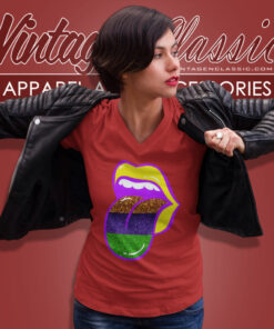 Mardi Gras Glitter Lips And Tongue V Neck TShirt