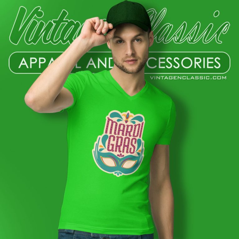 Mardi Gras Mask Fleur De Lis V Neck TShirt Mardi Gras Mask Fleur De Lis V Neck TShirt