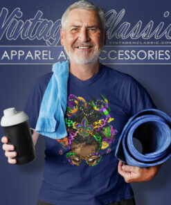 Mardi Gras Shirt Afro Messy Bun Black Women V Neck TShirt