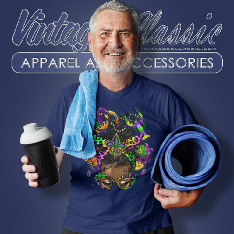 Mardi Gras Shirt Afro Messy Bun Black Women V Neck TShirt Mardi Gras Shirt Afro Messy Bun Black Women V Neck TShirt