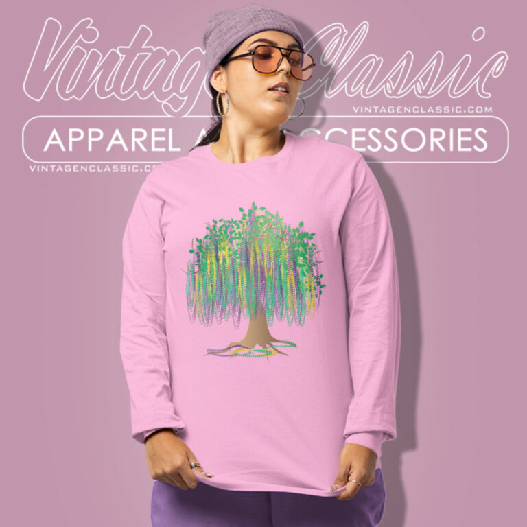 Mardi Gras Shirt Bead Tree Graphic Long Sleeve Tee Mardi Gras Shirt Bead Tree Graphic Long Sleeve Tee