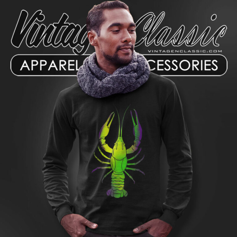 Mardi Gras Shirt Big Crawfish Design Long Sleeve Tee Mardi Gras Shirt Big Crawfish Design Long Sleeve Tee