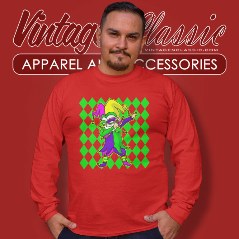 Mardi Gras Shirt Dabbing Jester New Orleans Long Sleeve Tee Mardi Gras Shirt Dabbing Jester New Orleans Long Sleeve Tee