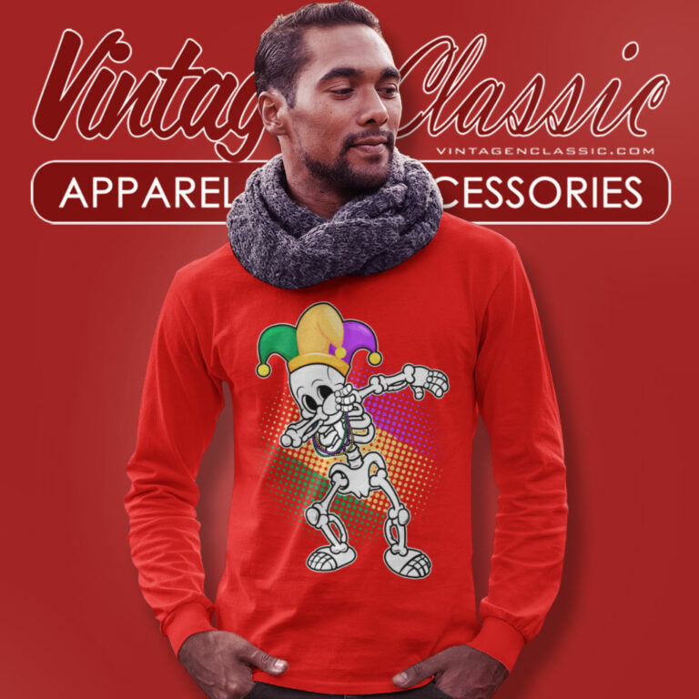 Mardi Gras Shirt Dabbing Skeleton Long Sleeve Tee Mardi Gras Shirt Dabbing Skeleton Long Sleeve Tee