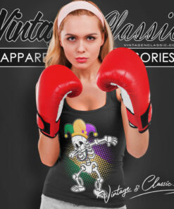 Mardi Gras Shirt Dabbing Skeleton Tank Top Racerback