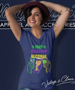 Mardi Gras Shirt May Contain Alcohol V Neck TShirt
