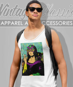 Mardi Gras Shirt Mona Lisa Smoking Tank Top Racerback