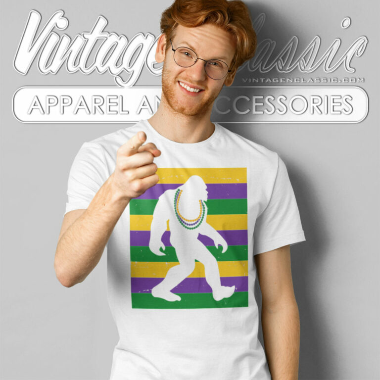 Mardi Gras Shirt Sasquatch Bigfoot With Beads T Shirt Mardi Gras Shirt Sasquatch Bigfoot With Beads T Shirt