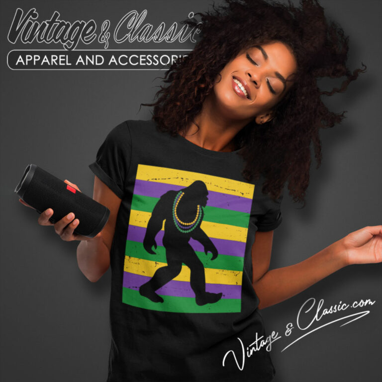 Mardi Gras Shirt Sasquatch Bigfoot With Beads Women T Shirt Mardi Gras Shirt Sasquatch Bigfoot With Beads Women T Shirt