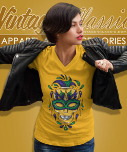 Mardi Gras Skull Mask V Neck TShirt