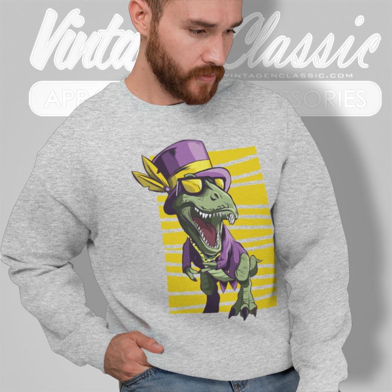 Mardi Gras Trex Dinosaur Sweatshirt Mardi Gras Trex Dinosaur Sweatshirt