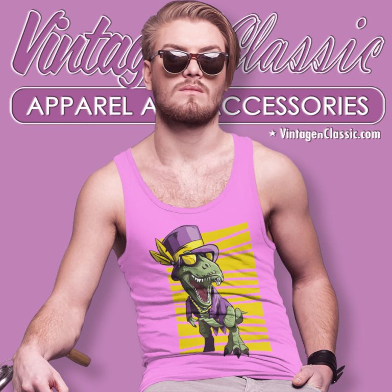 Mardi Gras Trex Dinosaur Tank Top Racerback Mardi Gras Trex Dinosaur Tank Top Racerback