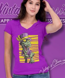 Mardi Gras Trex Dinosaur V Neck TShirt