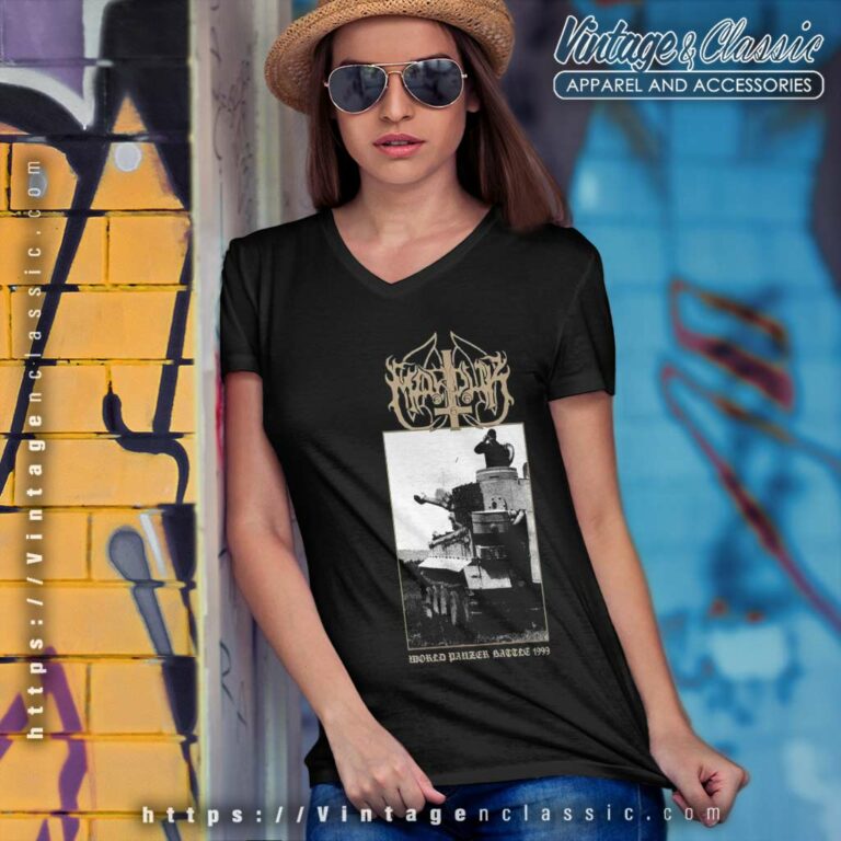 Marduk Shirt World Panzer Battle 1999 V Neck TShirt Marduk Shirt World Panzer Battle 1999 V Neck TShirt