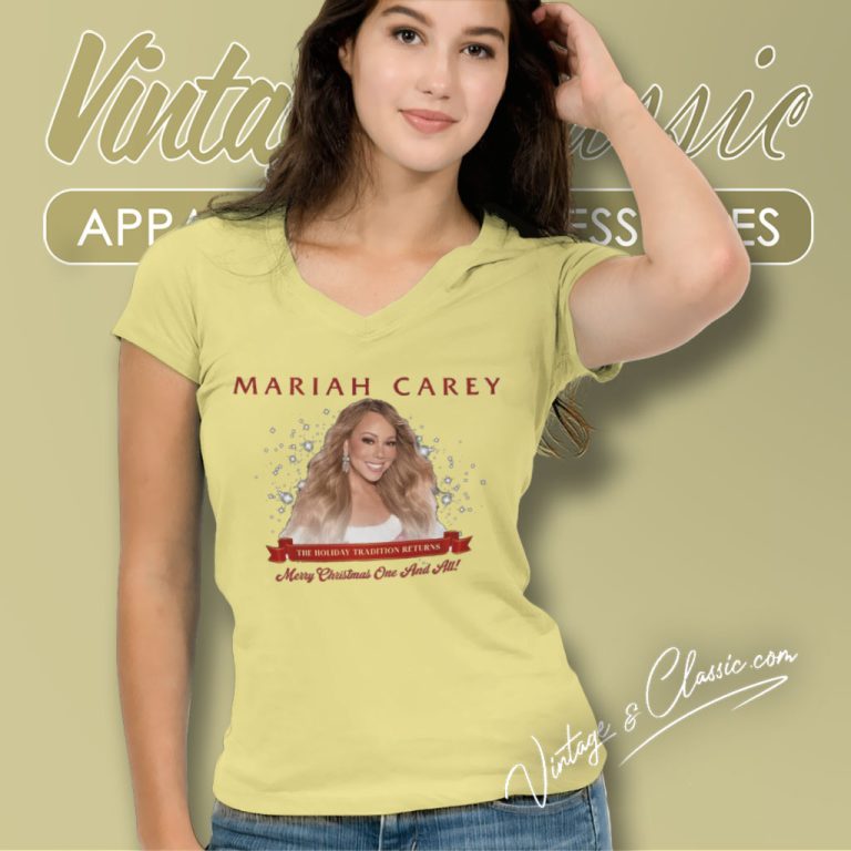 Mariah Carey Merry Christmas Shirt One And All Tour 2023 V Neck TShirt Mariah Carey Merry Christmas Shirt One And All Tour 2023 V Neck TShirt