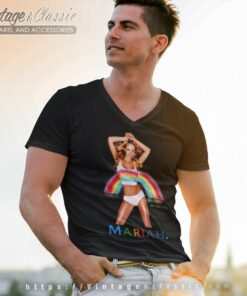 Mariah Carey Rainbow Album Cover V Neck TShirt 1