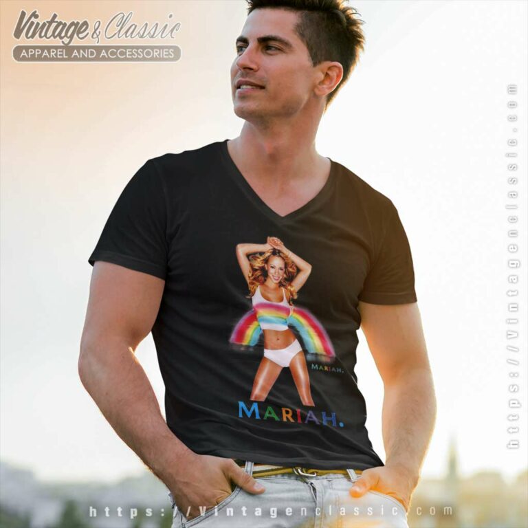 Mariah Carey Rainbow Album Cover V Neck TShirt 1 Mariah Carey Rainbow Album Cover V Neck TShirt 1