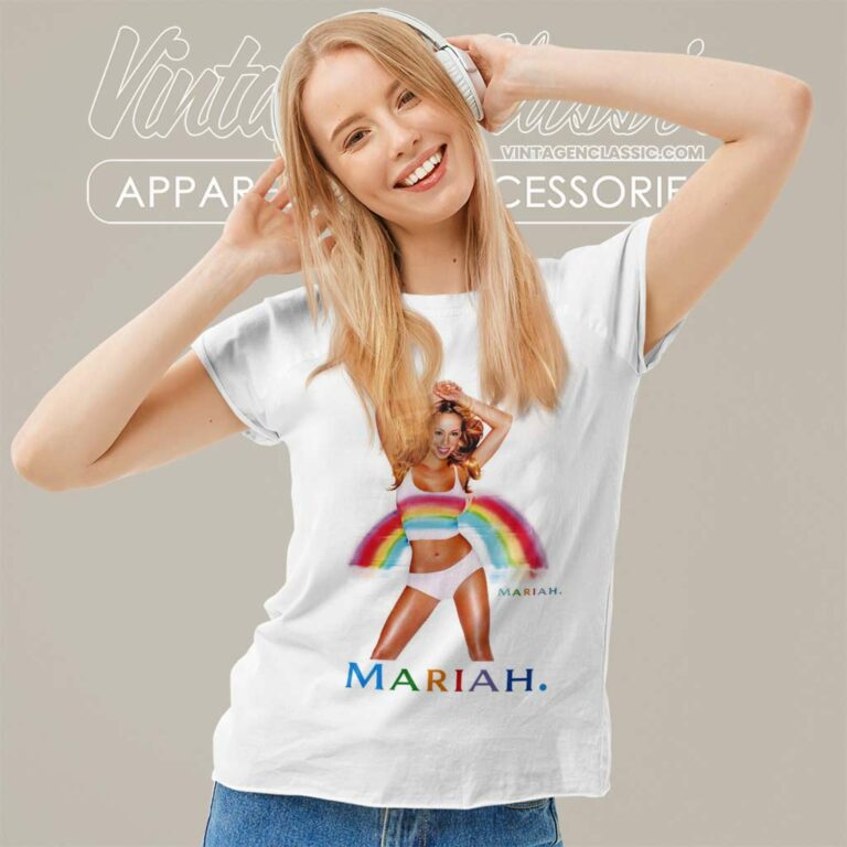 Mariah Carey Rainbow Album Cover Women TShirt 1 Mariah Carey Rainbow Album Cover Women TShirt 1