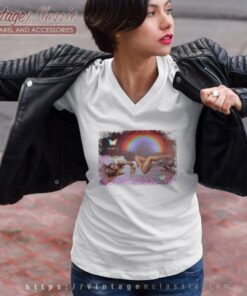 Mariah Carey Rainbow Vibers On Bed V Neck TShirt 1