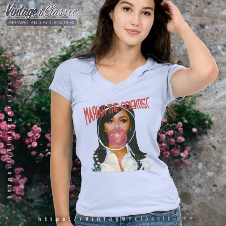 Mariah The Scientist Blowing Bubbles V Neck TShirt Mariah The Scientist Blowing Bubbles V Neck TShirt