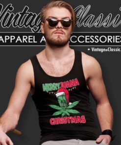 Marijuana Christmas Funny Marijuana Tank Top Racerback