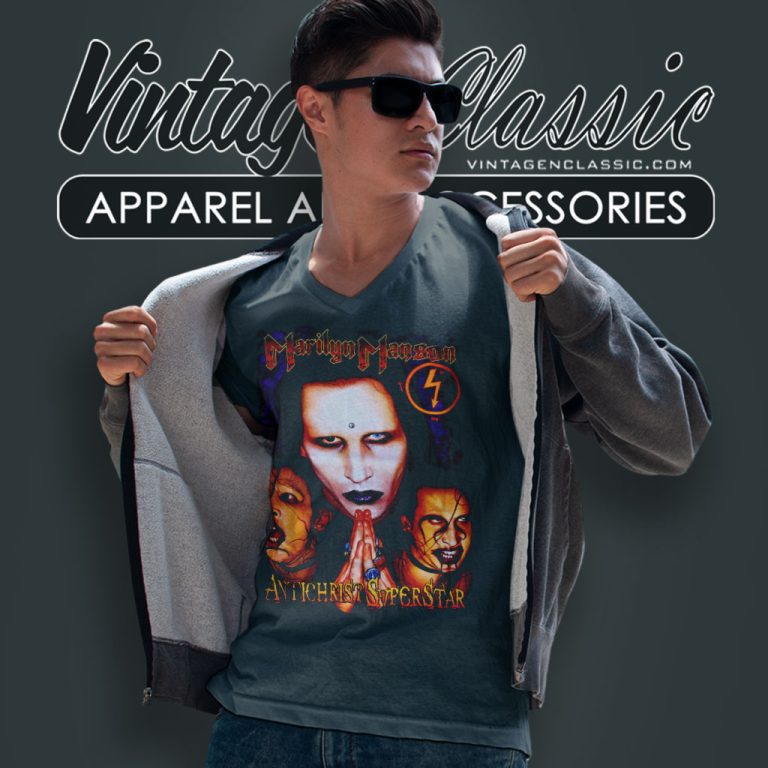 Marilyn Manson Antichrist Superstar Portrait V Neck TShirt Marilyn Manson Antichrist Superstar Portrait V Neck TShirt