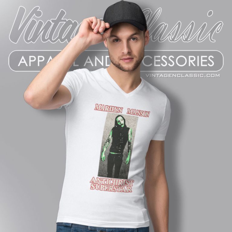 Marilyn Manson Antichrist V Neck TShirt Marilyn Manson Antichrist V Neck TShirt