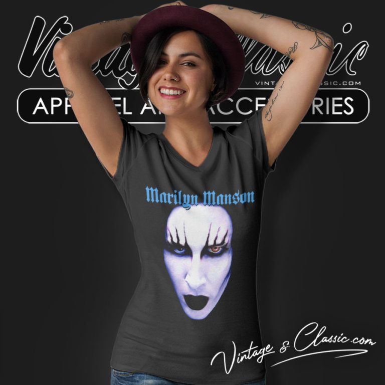 Marilyn Manson Blue Face V Neck TShirt Marilyn Manson Blue Face V Neck TShirt