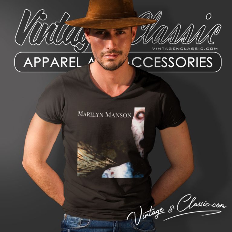 Marilyn Manson Concert 1996 V Neck TShirt Marilyn Manson Concert 1996 V Neck TShirt