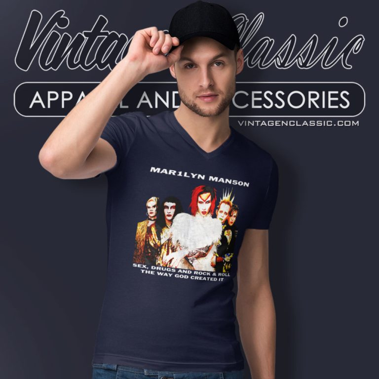 Marilyn Manson Dead Tour 1999 V Neck TShirt Marilyn Manson Dead Tour 1999 V Neck TShirt