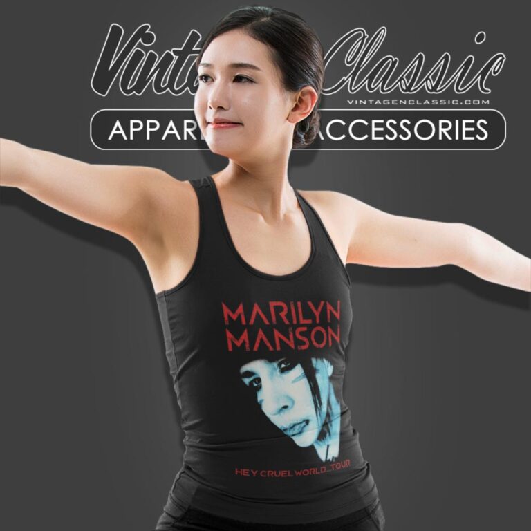 Marilyn Manson Hey Cruel World Tour Tank Top Racerback Marilyn Manson Hey Cruel World Tour Tank Top Racerback