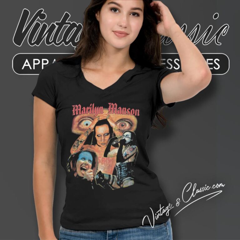 Marilyn Manson Live In Concert V Neck TShirt Marilyn Manson Live In Concert V Neck TShirt