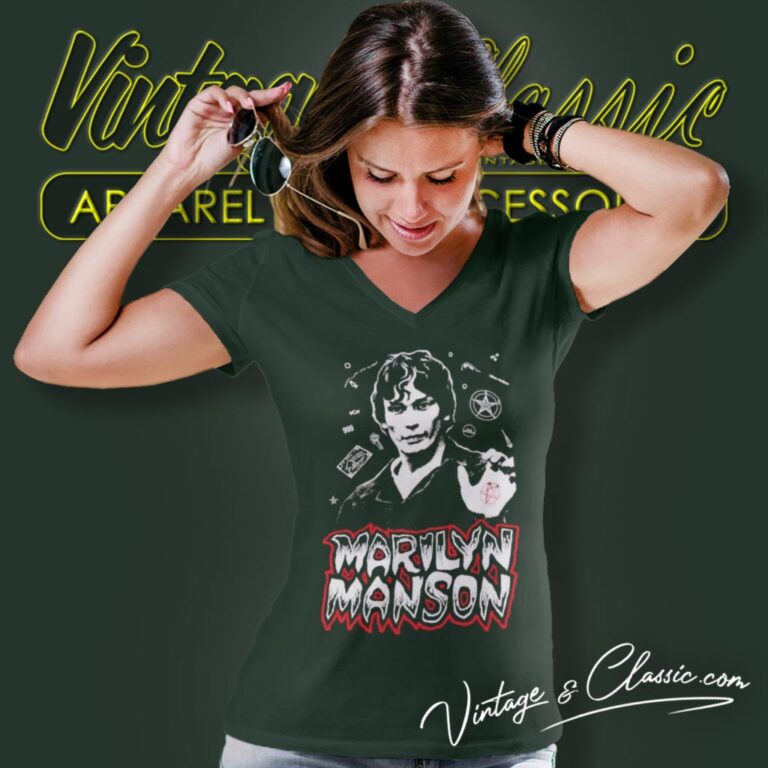 Marilyn Manson Night Stalker Richard Ramirez V Neck TShirt Marilyn Manson Night Stalker Richard Ramirez V Neck TShirt