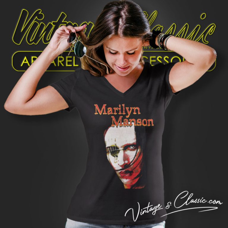 Marilyn Manson Promo Album V Neck TShirt Marilyn Manson Promo Album V Neck TShirt