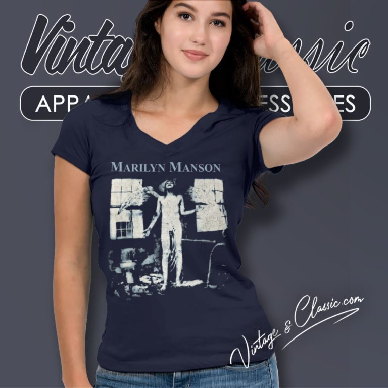 Marilyn Manson Shirt All Fed Up Dead To The World V Neck TShirt Marilyn Manson Shirt All Fed Up Dead To The World V Neck TShirt