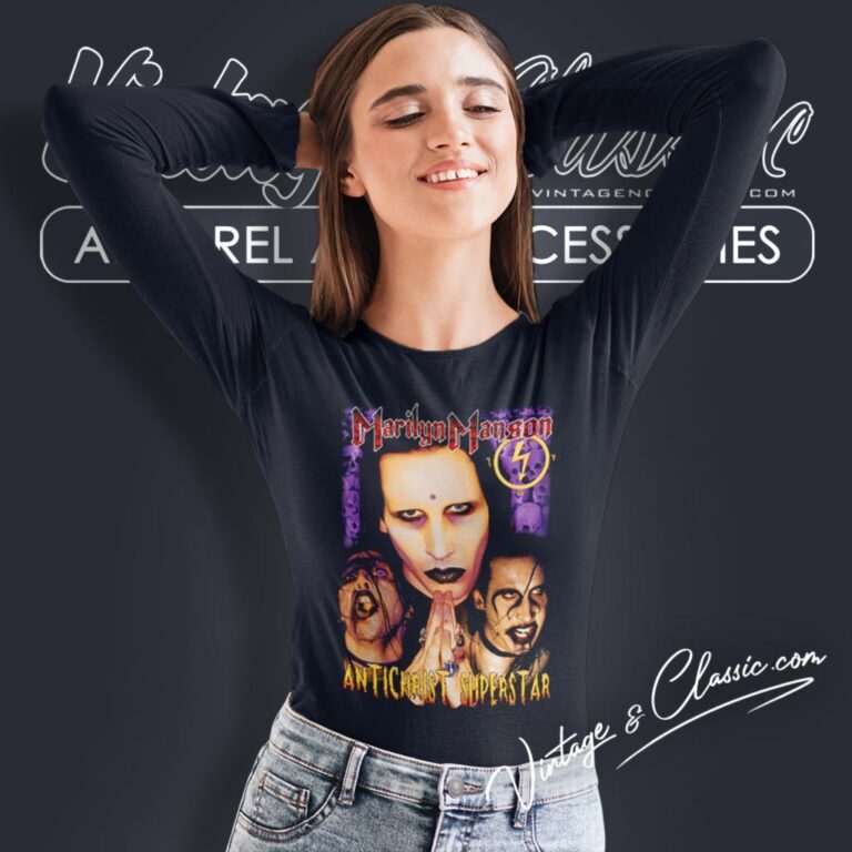 Marilyn Manson Shirt Antichrist Superstar Long Sleeve Tee Marilyn Manson Shirt Antichrist Superstar Long Sleeve Tee