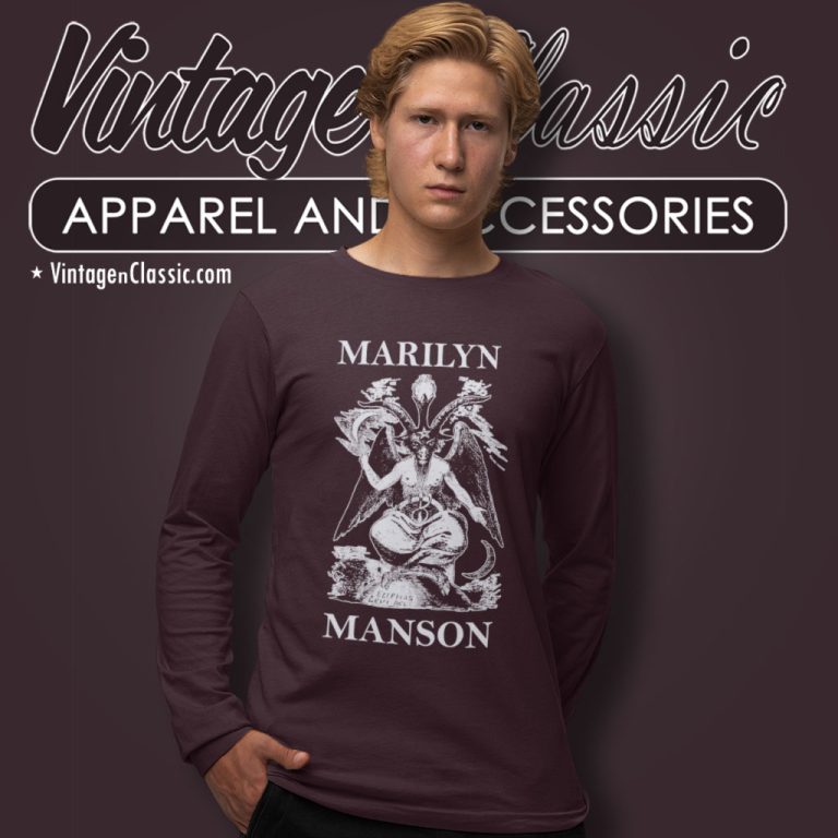 Marilyn Manson Shirt Baphomet Bigger Than Satan Long Sleeve Tee Marilyn Manson Shirt Baphomet Bigger Than Satan Long Sleeve Tee