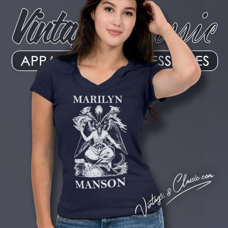 Marilyn Manson Shirt Baphomet Bigger Than Satan V Neck TShirt Marilyn Manson Shirt Baphomet Bigger Than Satan V Neck TShirt