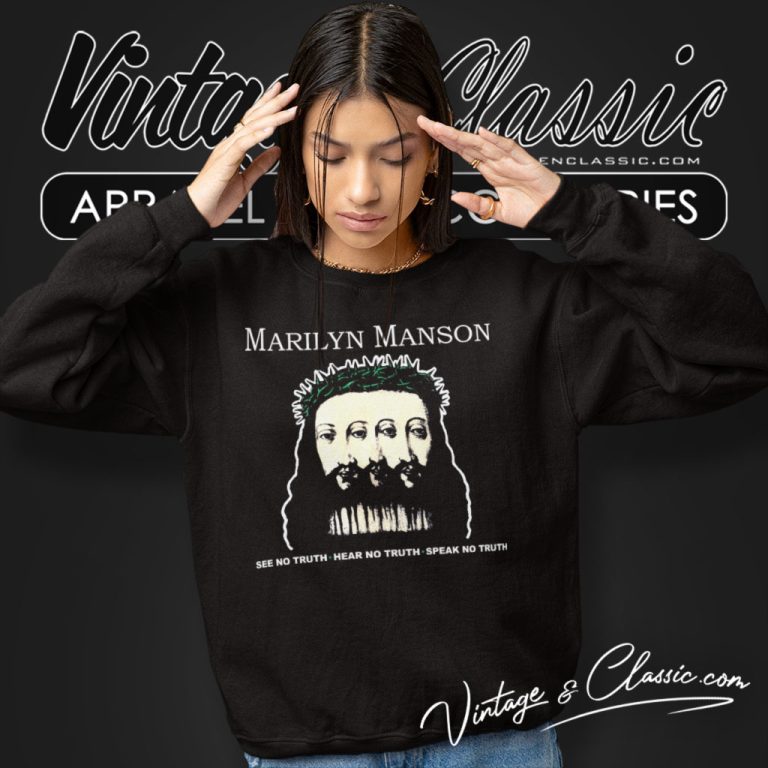Marilyn Manson Shirt Believe Goth Rock Tour Sweatshirt Marilyn Manson Shirt Believe Goth Rock Tour Sweatshirt