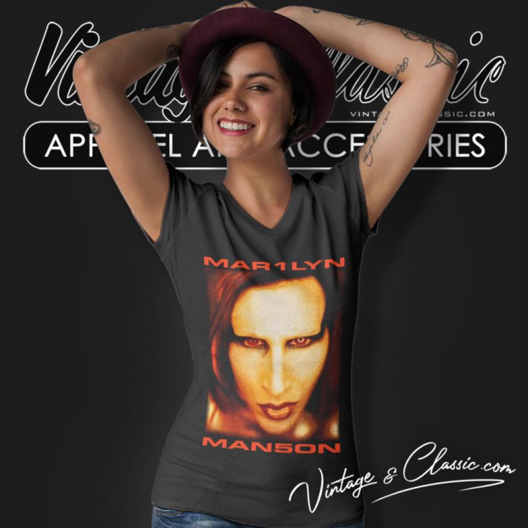 Marilyn Manson Shirt Bigger Than Satan V Neck TShirt Marilyn Manson Shirt Bigger Than Satan V Neck TShirt