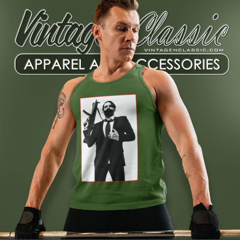 Marilyn Manson Shirt Billboard Logo Ex Tour Tank Top Racerback Marilyn Manson Shirt Billboard Logo Ex Tour Tank Top Racerback