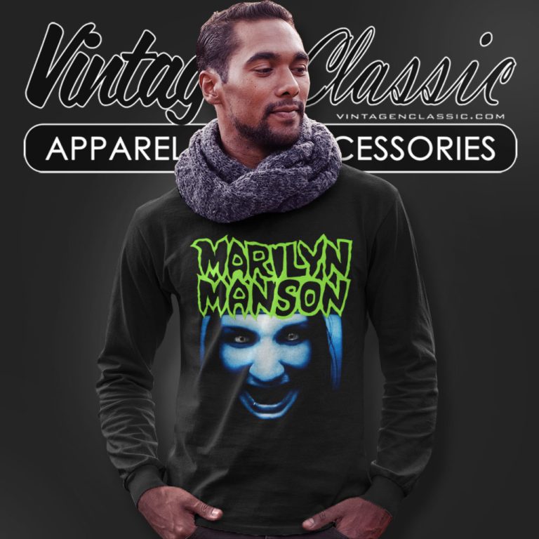 Marilyn Manson Shirt Insanely Rare Blue Face Long Sleeve Tee Marilyn Manson Shirt Insanely Rare Blue Face Long Sleeve Tee