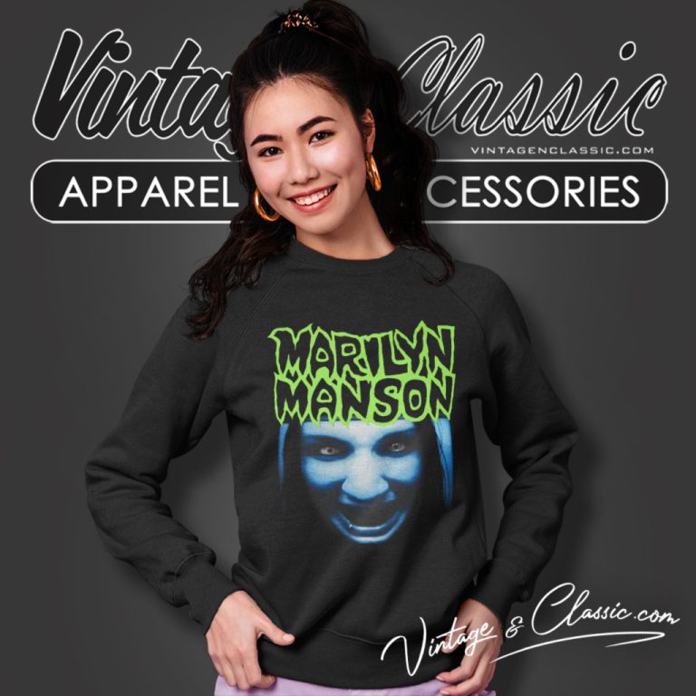 Marilyn Manson Shirt Insanely Rare Blue Face Sweatshirt Marilyn Manson Shirt Insanely Rare Blue Face Sweatshirt