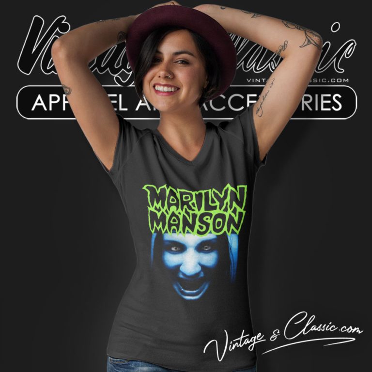 Marilyn Manson Shirt Insanely Rare Blue Face V Neck TShirt Marilyn Manson Shirt Insanely Rare Blue Face V Neck TShirt