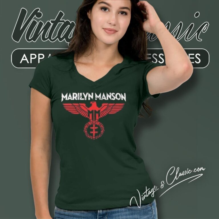 Marilyn Manson Spread Eagle Tour V Neck TShirt Marilyn Manson Spread Eagle Tour V Neck TShirt