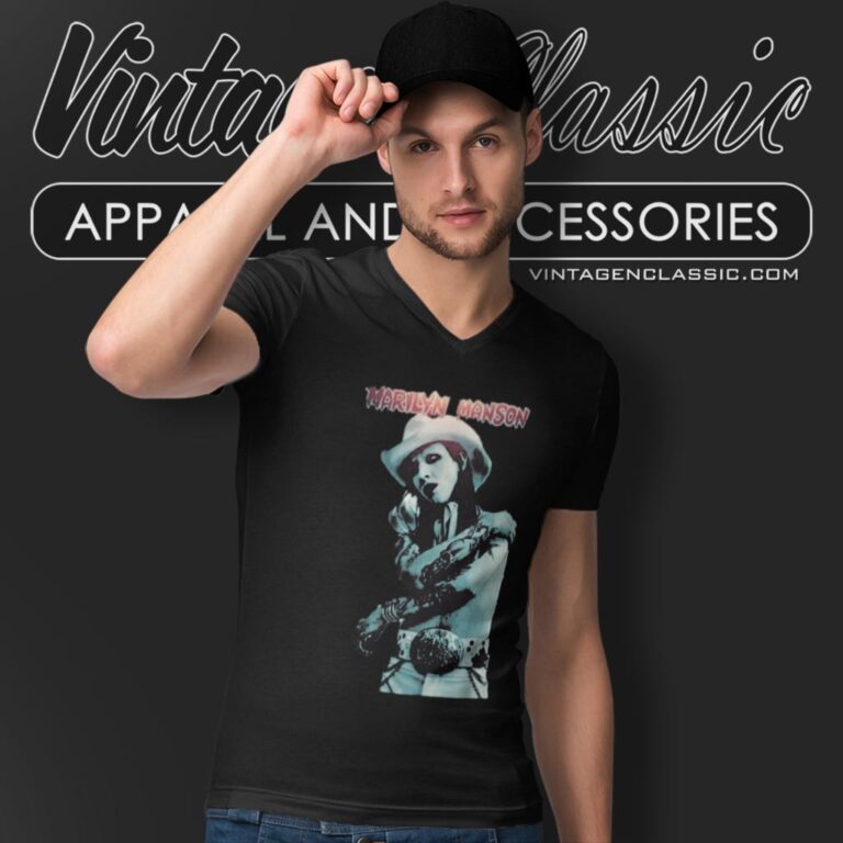Marilyn Manson Super Cowboy V Neck TShirt Marilyn Manson Super Cowboy V Neck TShirt