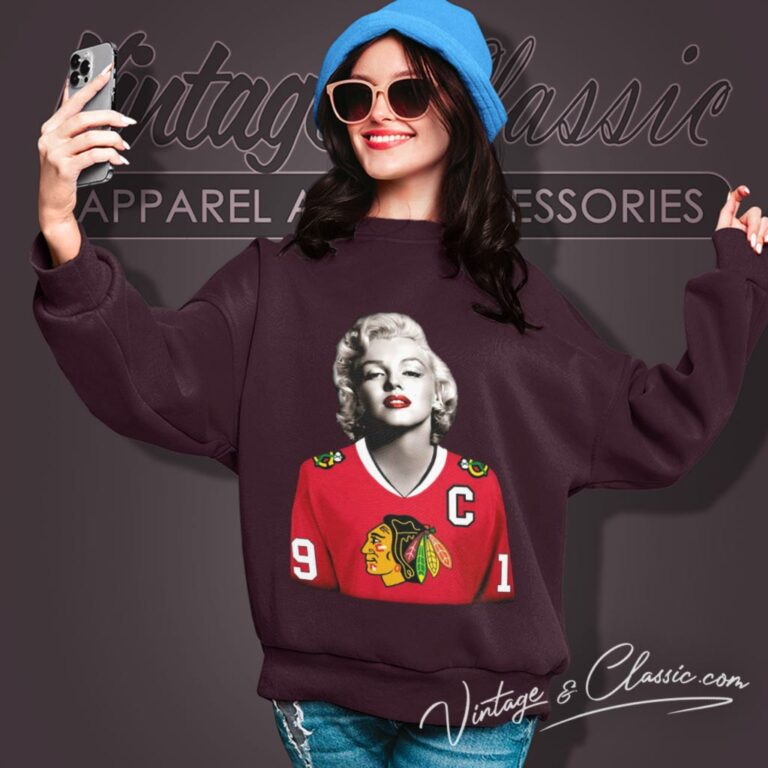 Marilyn Monroe Chicago Blackhawks Toews Sweatshirt Marilyn Monroe Chicago Blackhawks Toews Sweatshirt