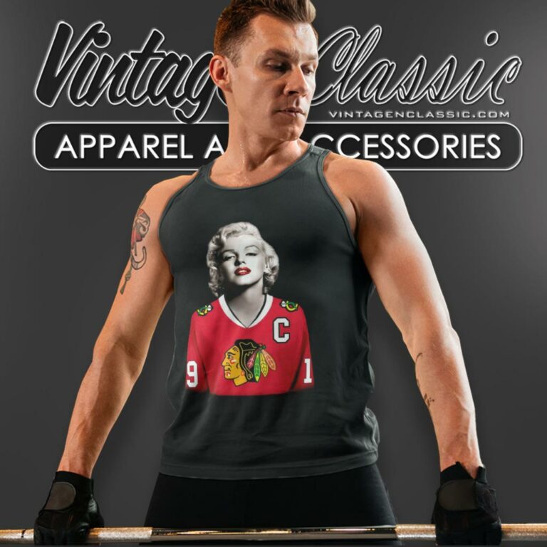 Marilyn Monroe Chicago Blackhawks Toews Tank Top Racerback Marilyn Monroe Chicago Blackhawks Toews Tank Top Racerback
